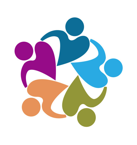 团队人员心形设计图标矢量模板图片下载