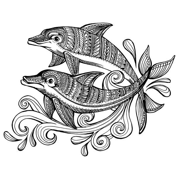 手绘涂鸦海豚图片下载