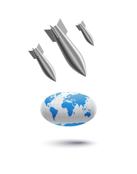 逼真的空中炸弹落在地球上图片下载