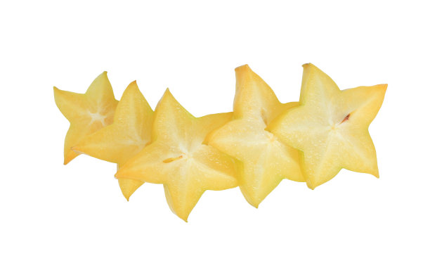 切片成熟的星形苹果孤立在白色背景上。图片下载