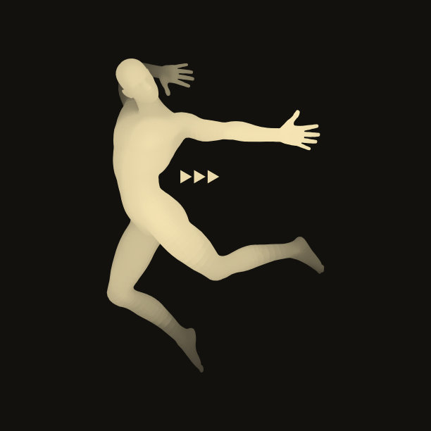舞蹈演员剪影：人物运动概念3D模型矢量素材图片下载
