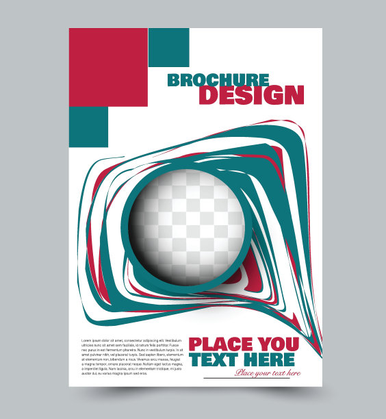 摘要传单设计背景。手册模板。可用于杂志封面，商业模型，教育，演示，报告。红色和绿色。图片下载
