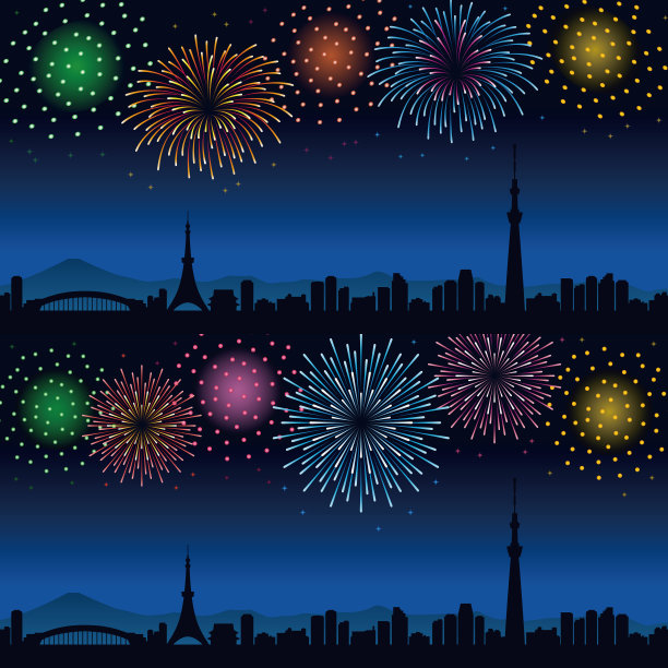 烟花和东京夜景图片下载