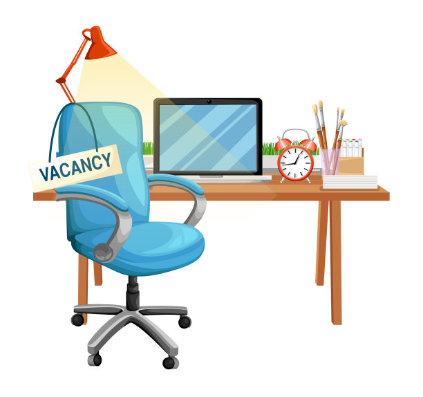 办公椅和一个空的标志组成。企业招聘和招聘理念。矢量插图。网站页面和移动应用程序设计元素图片下载