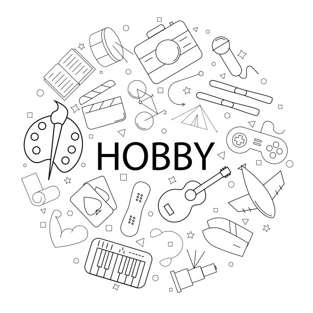 向量爱好图案与字。爱好背景图片下载