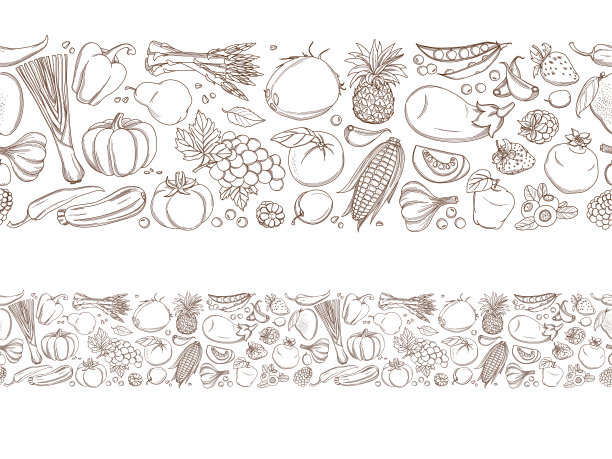 绿色热带新鲜果蔬边框背景图案图片下载