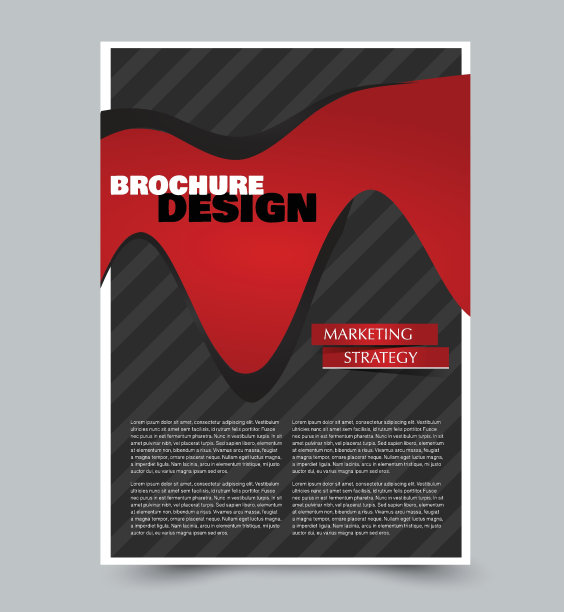 摘要传单设计背景。手册模板。可用于杂志封面，商业模型，教育，演示，报告。黑色和红色。图片下载