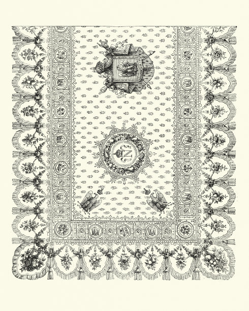 维多利亚时代的装饰，桌布设计，1855年图片下载