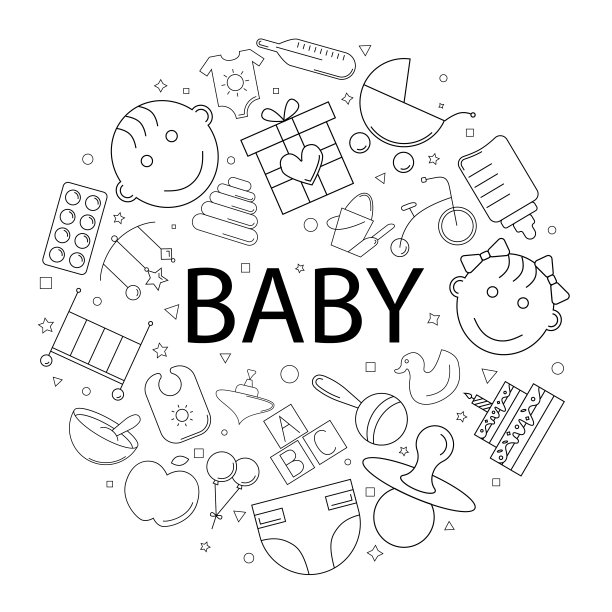 向量婴儿模式与字。婴儿的背景图片下载