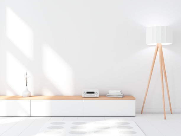 现代白色内墙模型与控制台，空白空房间图片下载