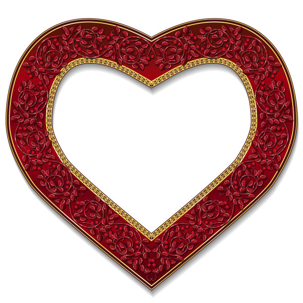 镜框呈红宝石心形，带有阴影图片下载