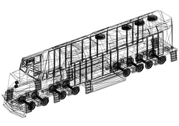 火车火车头3D蓝图-孤立图片下载