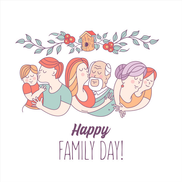幸福的家庭的一天。矢量插图。图片下载