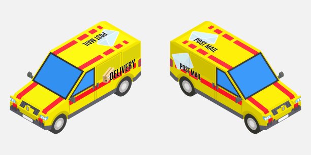 邮政运输等距。股票矢量图图片下载