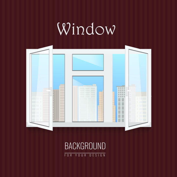 打开带有透明玻璃的白色窗户。素材图片