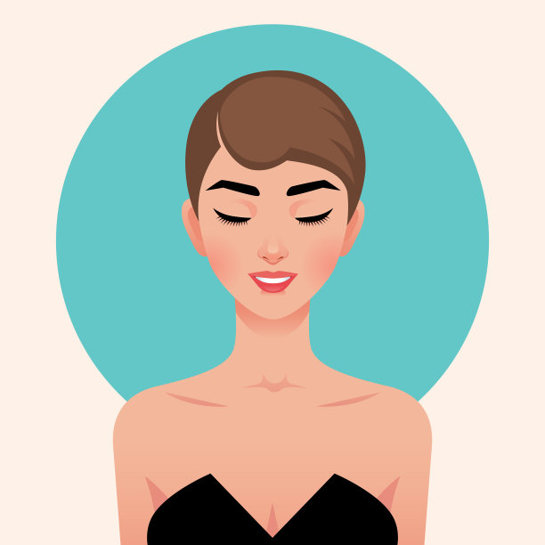 一个年轻美丽的女孩的肖像在复古六十年代风格。波普艺术风格的肖像画素材图片