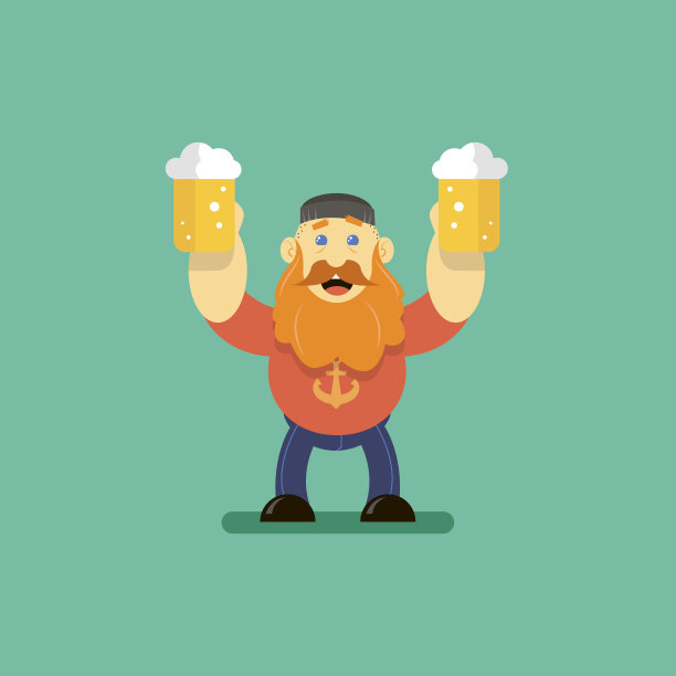 插图的卡通人物与两杯啤酒图片下载