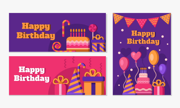 生日横幅收藏。素材图片