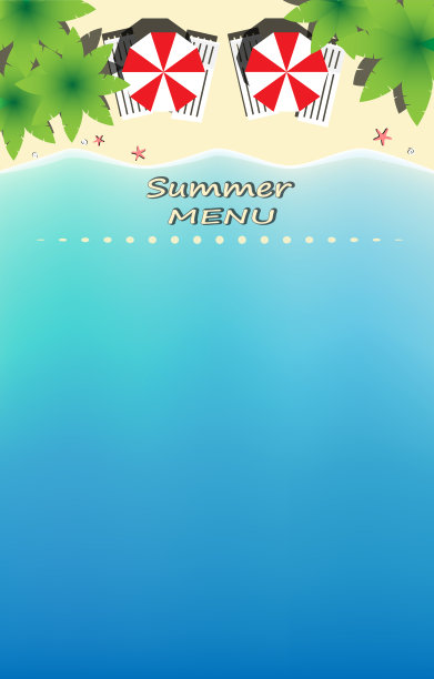 夏季菜单模板天堂海滩顶视图，垂直矢量插图图片下载