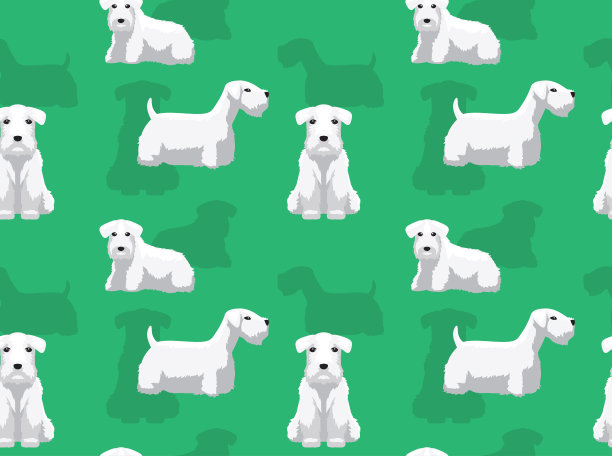 狗Sealyham梗背景无缝墙纸图片下载