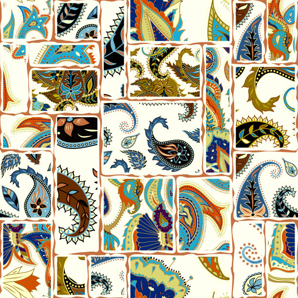 正方形的几何拼接图案。图片下载