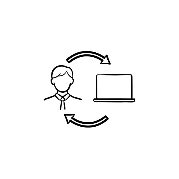 男子学习网上电脑手绘图标图片下载