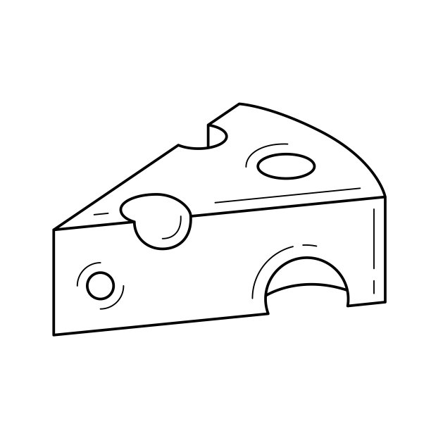 奶酪的部分矢量线图标图片下载