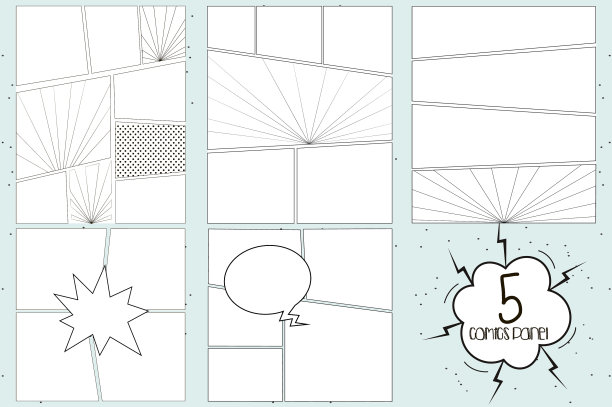 一套漫画面板背景创建海报。图片下载