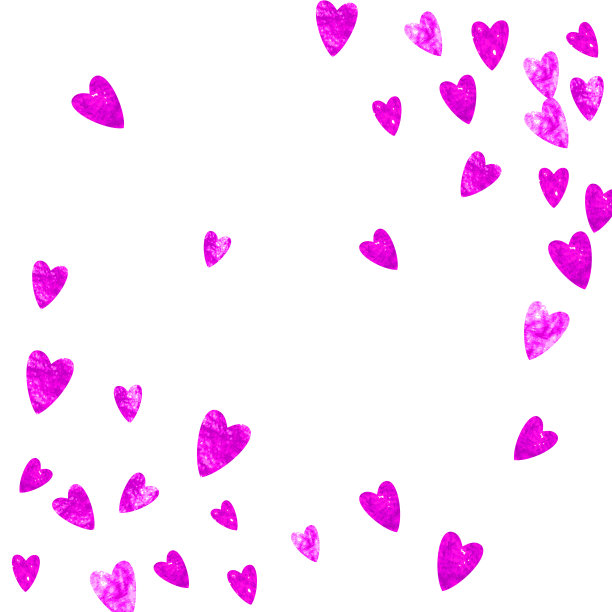 心框背景与黄金闪闪的心。情人节。向量五彩纸屑。手绘纹理。图片下载