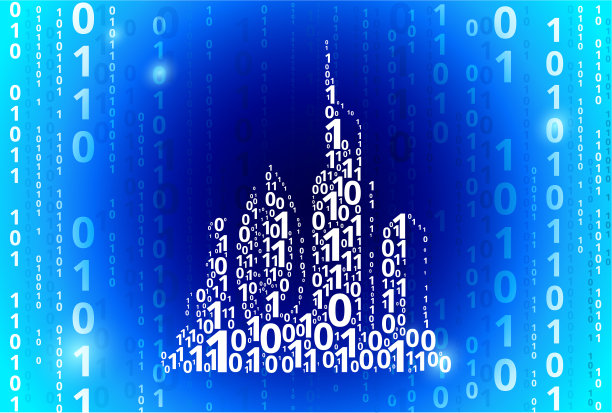 未来城市二进制码蓝色矢量模式背景图片下载