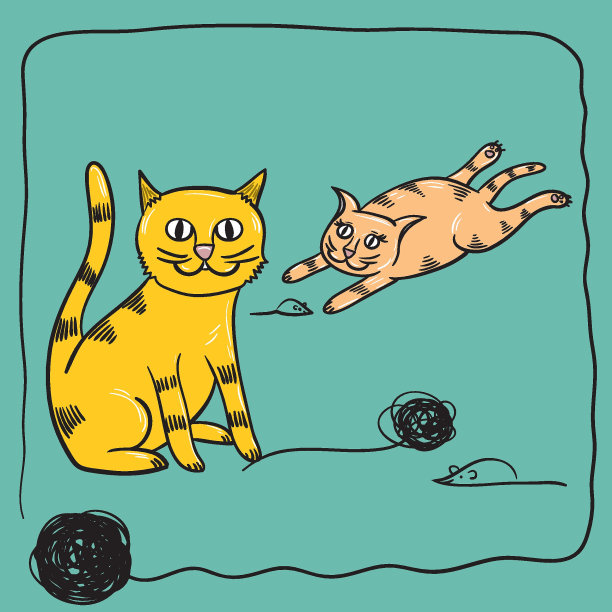 孤立的猫字符-矢量插图图片下载