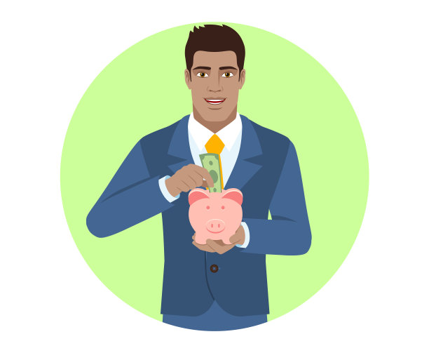 商人把钞票放进存钱罐图片下载