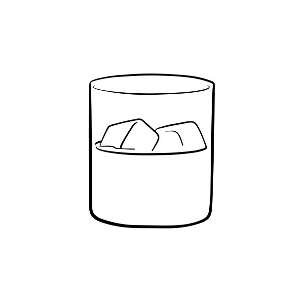 一杯水与冰块手绘图标图片下载