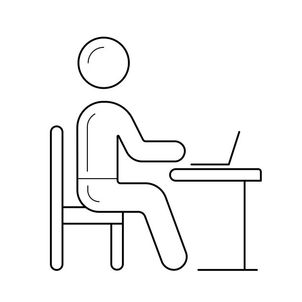 学生坐在桌子旁的椅子上连线图标图片下载