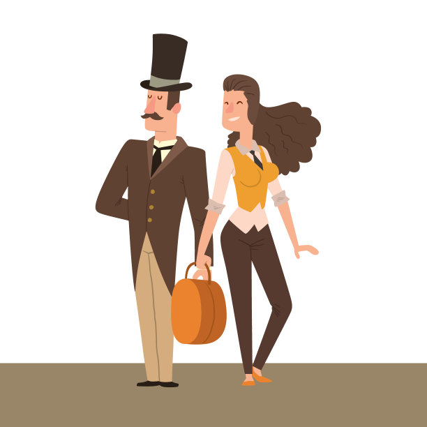 复古维多利亚卡通绅士复古人向量。风格时尚老人们维多利亚绅士服装古董世纪性格维多利亚绅士人们复古狂野西部男女风格图片下载
