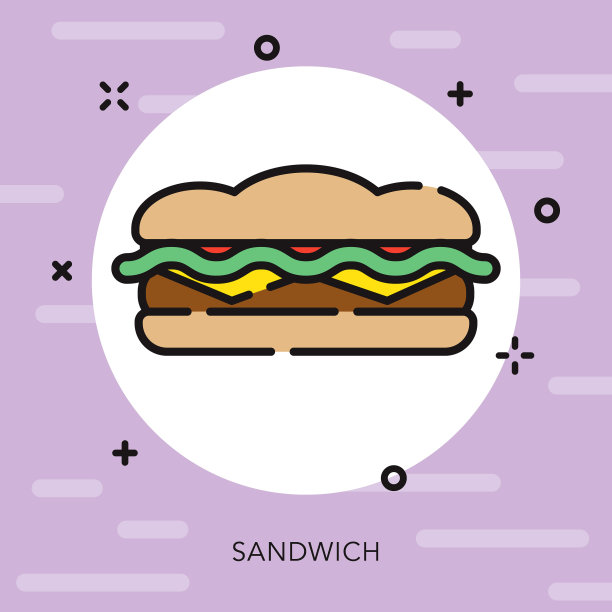 三明治开放轮廓街头食品图标图片下载