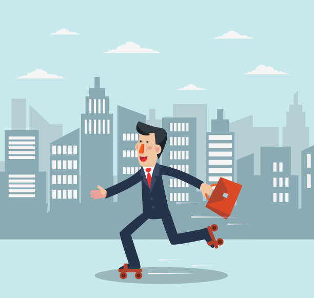 商人滑旱冰。年轻人在城市的街道上滑旱冰素材图片