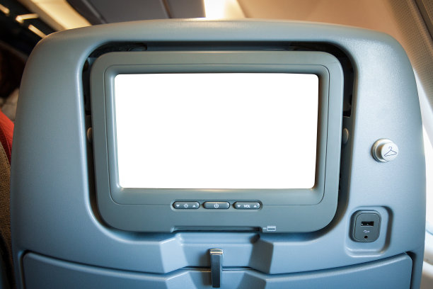飞机乘客座位上的黑屏图片下载
