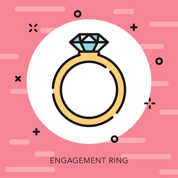 订婚戒指开放轮廓情人节图标图片下载