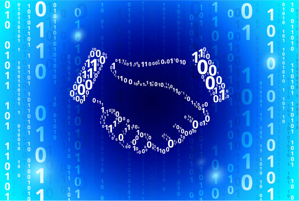 握手二进制代码蓝色向量模式背景图片下载