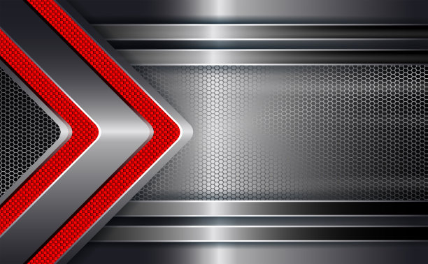 几何背景与框架，金属阴影和红色箭头。图片下载