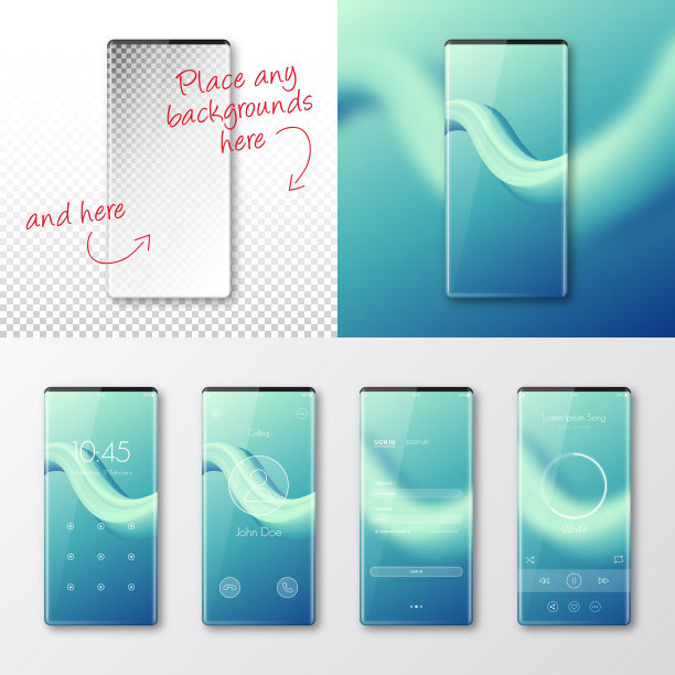 现代智能手机模板-手机孤立在空白背景图片下载