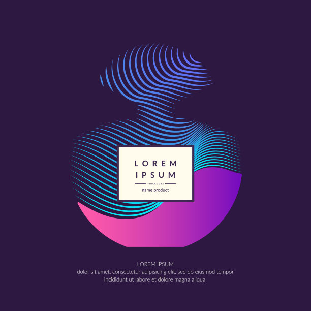 带有动感线条和波浪的香水瓶。明亮的现代海报广告和销售香水图片下载