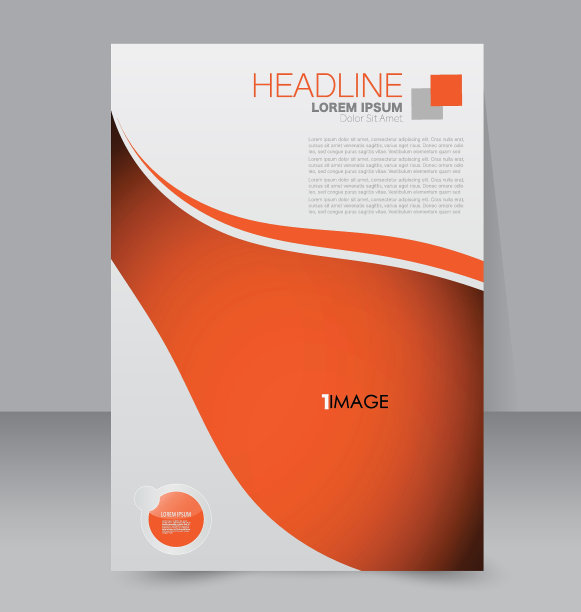 摘要传单设计背景。手册模板。杂志封面，商业模型，教育，演示，报告。矢量插图。橙颜色。图片下载
