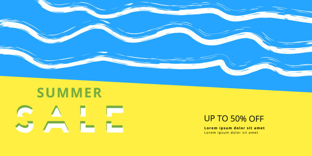 夏天出售旗帜。矢量插图。图片下载