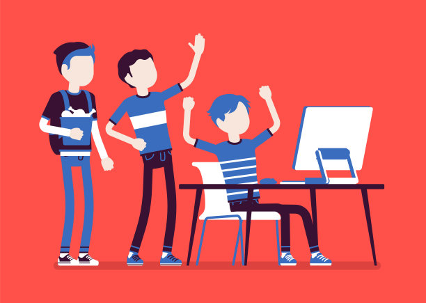 青少年玩电脑的乐趣素材图片