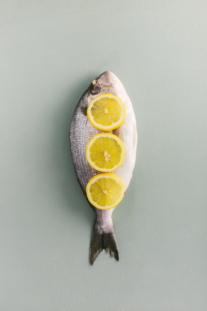 剑鱼和柠檬图案图片下载