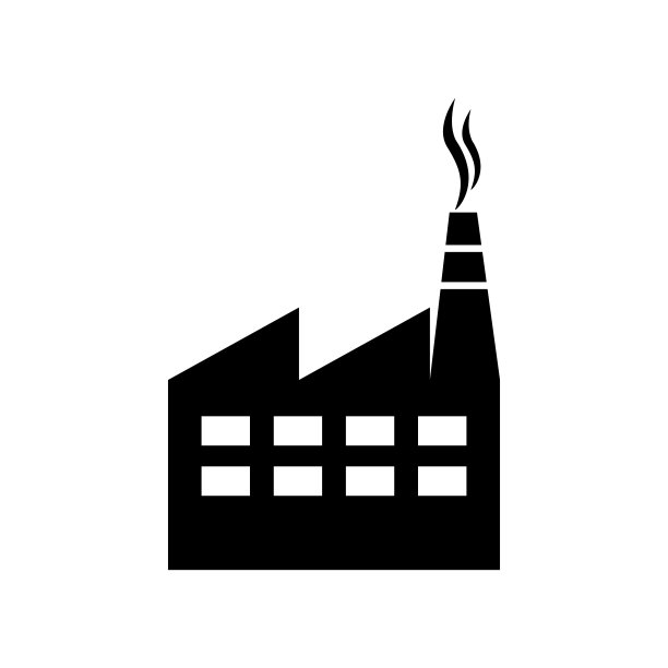 白色背景上的工厂矢量图标图片下载