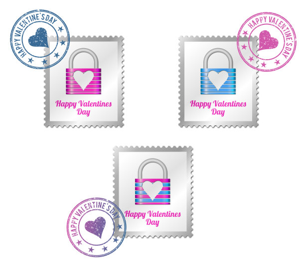 抽象的挂锁在邮票上图片下载