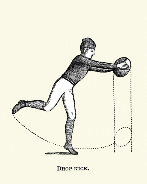 维多利亚时代的运动，英式橄榄球，下踢球图片下载